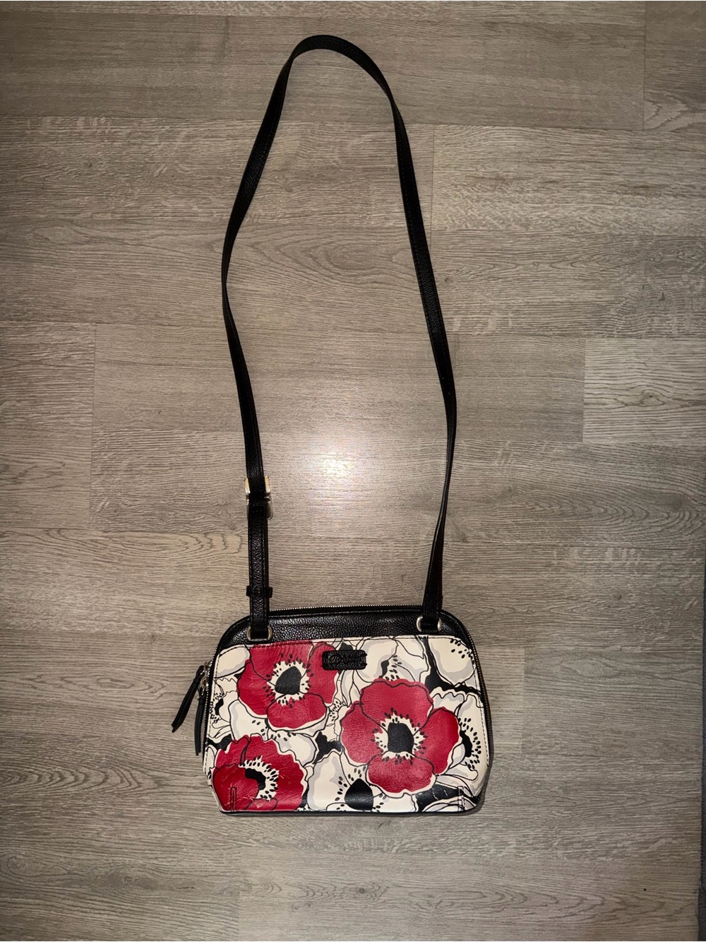 Brighton Red and Black Floral Crossbody